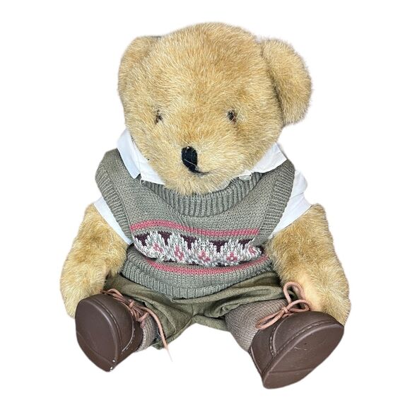 Vintage Tender Heart Treasures Sam Bear Jointed Teddy Golf Clothes Sweater - Picture 1 of 6
